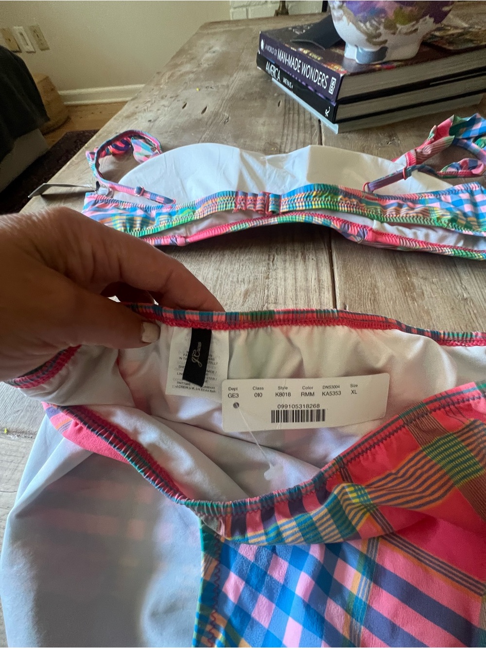 J. Crew Multicolor Plaid Bandeau Bikini Set - Picture 10 of 11